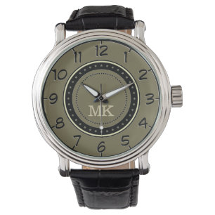 Reloj De Pulsera Personalizado verde retro Khaki Loden monogramado 