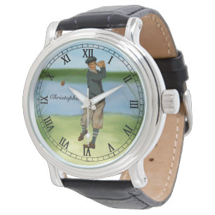 Reloj De Pulsera Personalizado Vintage look Golfer Golf
