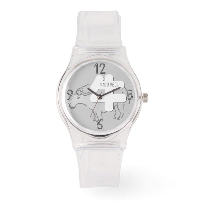 Reloj De Pulsera Personalizado W Ox Ideograma Zodiaco chino Cumplea (Anverso)
