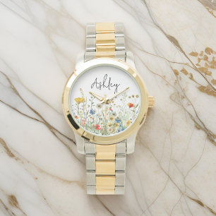 Reloj De Pulsera Personalizado Wildflowers Watch, regalo para las m