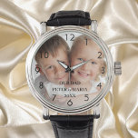 Reloj De Pulsera Personalizados de niños nombres de fotos de papá a<br><div class="desc">Añadir tu propia foto favorita. Números negros. Un superpuesto de fotos en blanco. Personalice y agregue sus nombres y año,  letras negras. Perfecto para tu padre,  papá.</div>