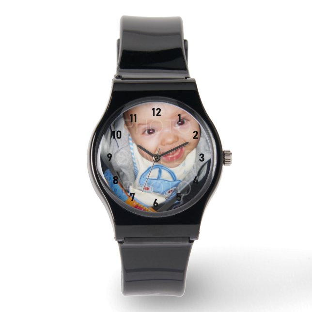 Reloj De Pulsera Personalizar con tus números negros de fotos (Anverso)