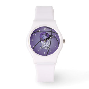 Reloj De Pulsera Personalizar el baloncesto Purple Deportes