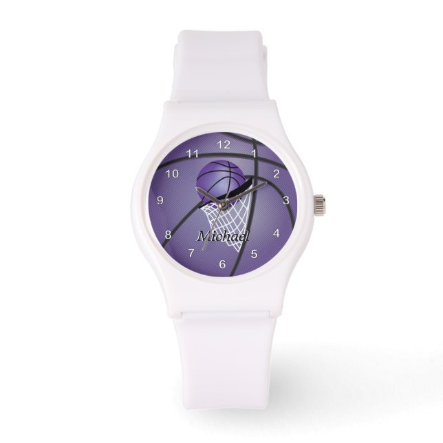 Reloj De Pulsera Personalizar el baloncesto Purple Deportes (Anverso)