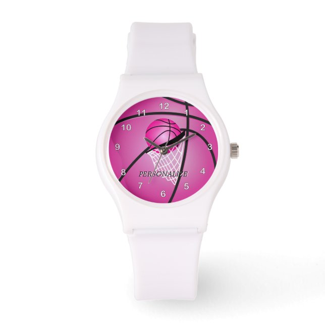 Reloj De Pulsera Personalizar el baloncesto rosa de los deportes (Anverso)