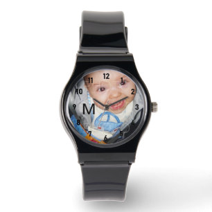 Reloj De Pulsera Personalizar Su foto monograma números negros