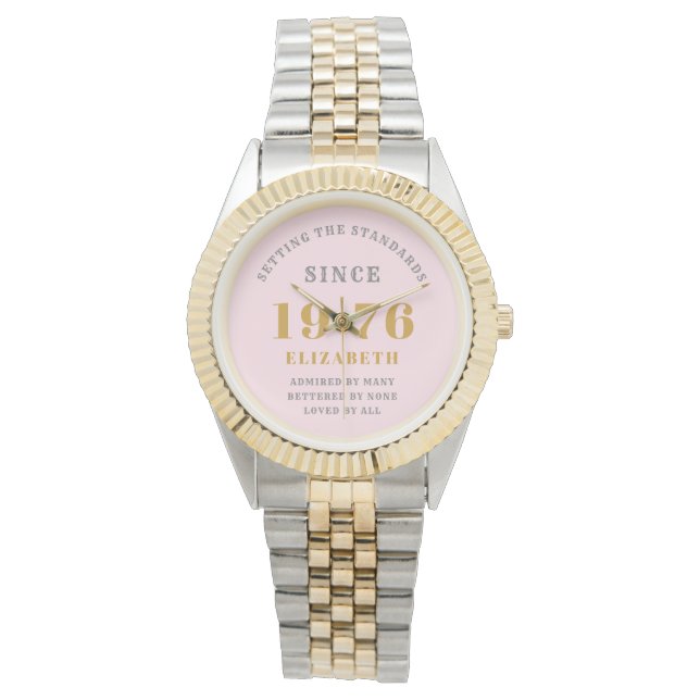 Reloj De Pulsera Personalized 50th Birthday 1976 Pink Gold Woman's (Anverso)