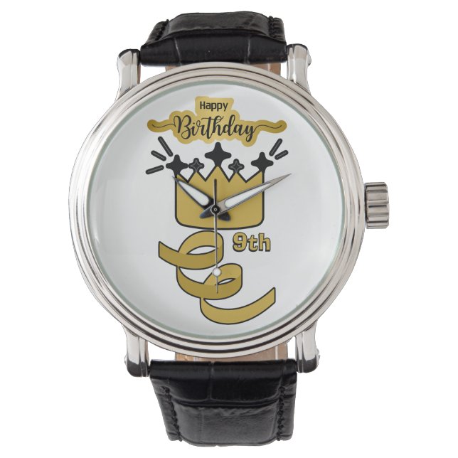 Reloj De Pulsera  Personalized 9th Birthday King Crown Design (Anverso)