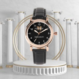 Reloj De Pulsera Personalized Black Modern Initial Name