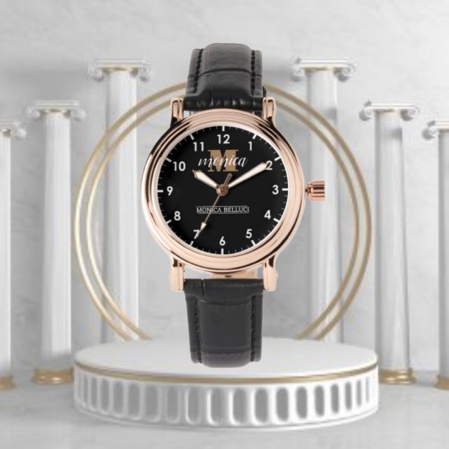 Reloj De Pulsera Personalized Black Modern Initial Name (Subido por el creador)