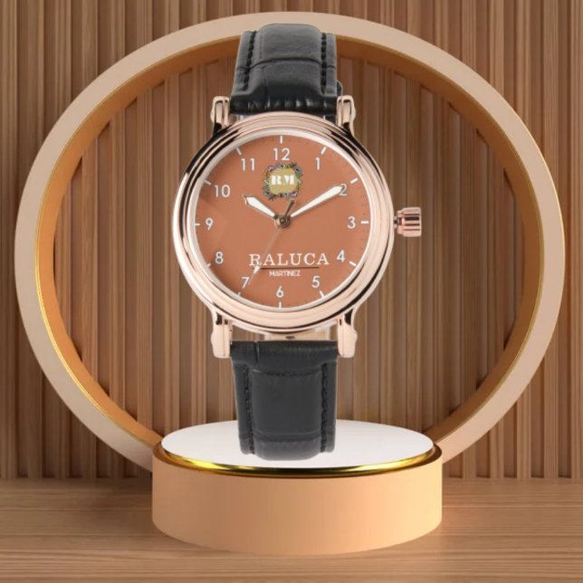 Reloj De Pulsera Personalized Caramel Royal Crest custom name (Subido por el creador)