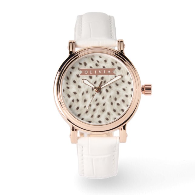 Reloj De Pulsera Personalized Chic Neutral Leopard Animal Print (Anverso)