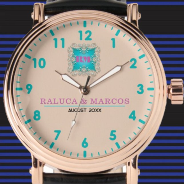 Reloj De Pulsera Personalized couple names elegant pink (Subido por el creador)