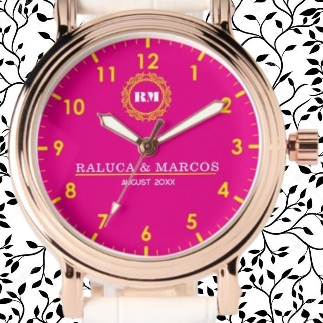 Reloj De Pulsera Personalized couple names minimal monogram pink (Subido por el creador)