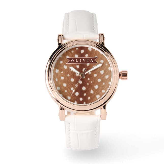 Reloj De Pulsera Personalized Deer Print Neutral Aesthetic Gifts (Anverso)