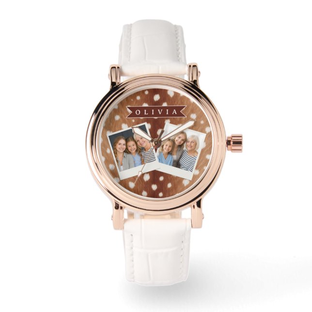 Reloj De Pulsera Personalized Deer Print Neutral Aesthetic Gifts (Anverso)