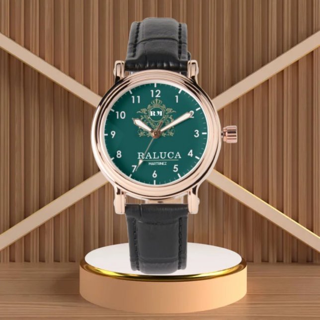 Reloj De Pulsera Personalized Emerald Royal Crest Custom name (Subido por el creador)
