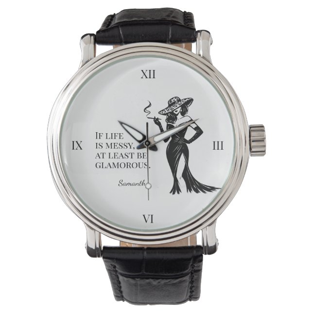 Reloj De Pulsera Personalized Glam Style Quote Design (Anverso)