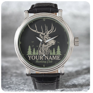 Reloj De Pulsera Personalized Hunter Deer Elk Antler Hunting Club