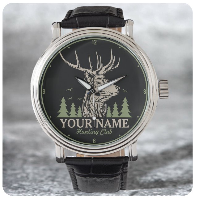 Reloj De Pulsera Personalized Hunter Deer Elk Antler Hunting Club (Subido por el creador)