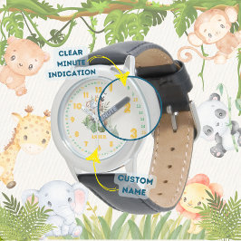 Reloj De Pulsera Personalized Jungle Safari Learn to Tell Time Kids