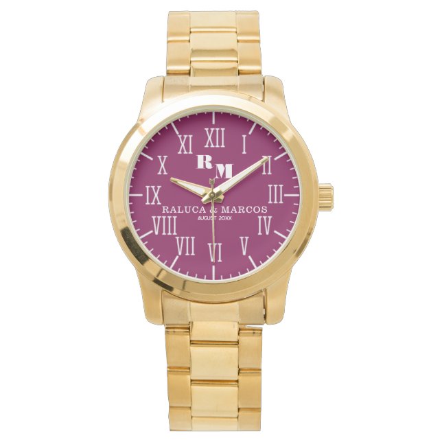 Reloj De Pulsera Personalized Keepsake Couple’s Monogram (Anverso)