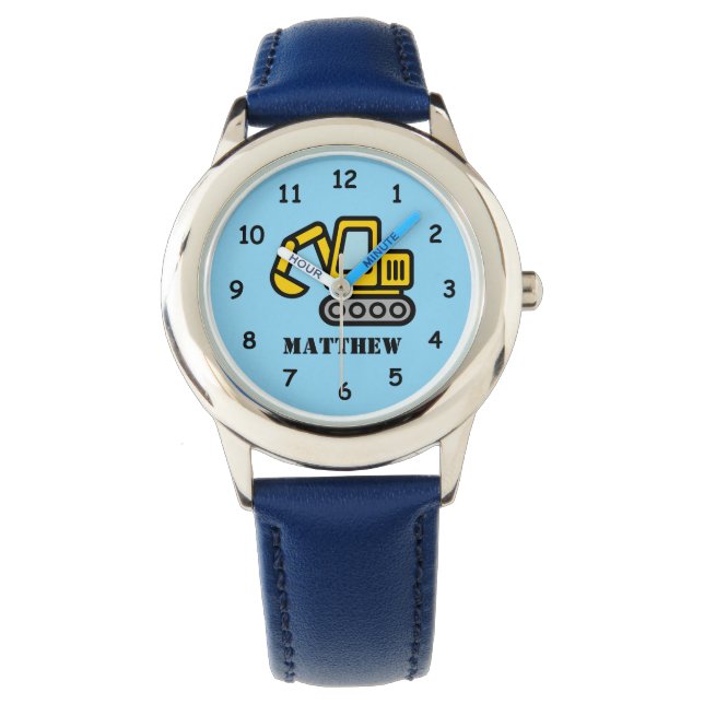 Reloj De Pulsera Personalized kid's watch with excavator drawing (Anverso)
