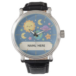 Reloj De Pulsera Personalized Kids Watch with Name Cute Space Theme
