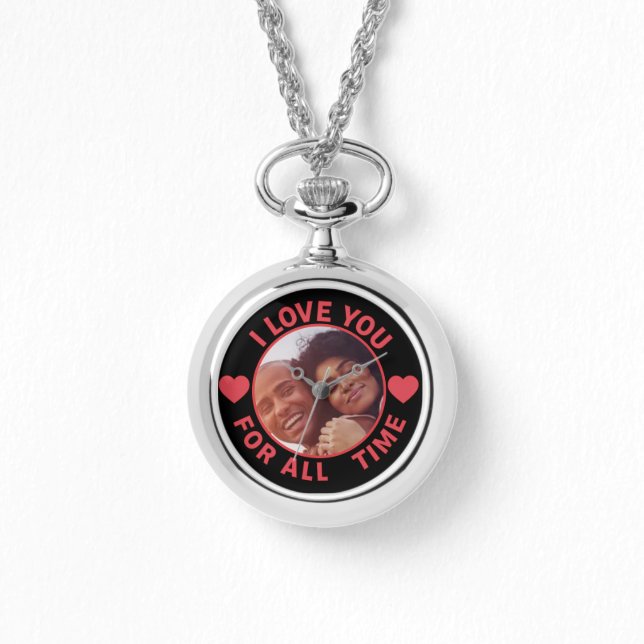 Reloj De Pulsera  Personalized Message Photo I Love You All time (Anverso)