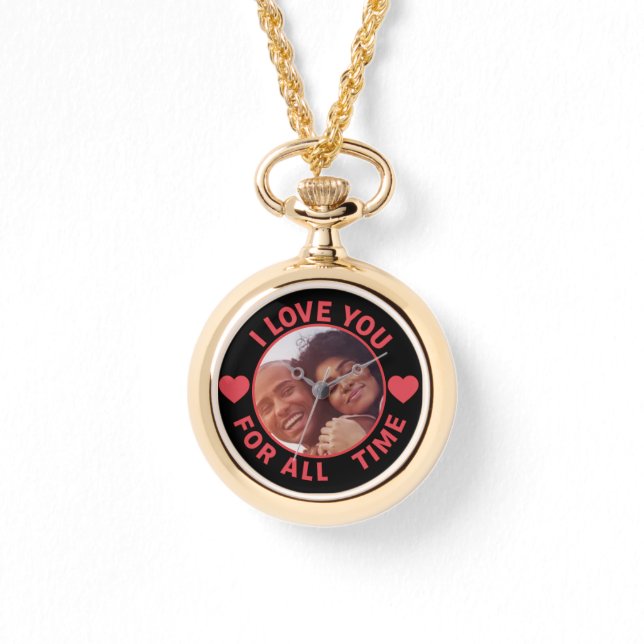 Reloj De Pulsera  Personalized Message Photo I Love You All time (Anverso)