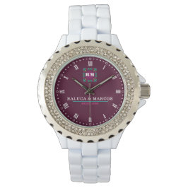 Reloj De Pulsera Personalized Monogram Couples Timeless De Burgundy