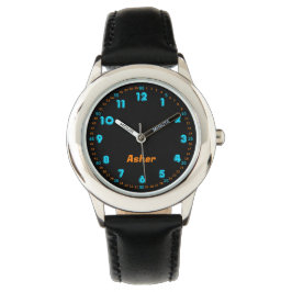 Reloj De Pulsera Personalized Neon Blue & Orange Boys & Girls