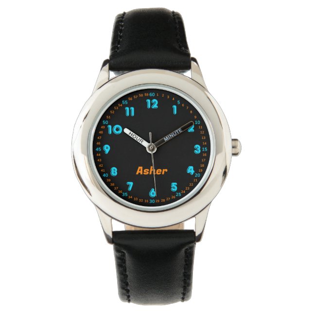 Reloj De Pulsera Personalized Neon Blue & Orange Boys & Girls (Anverso)