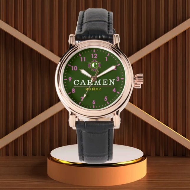 Reloj De Pulsera Personalized Olive Green Crest custom name (Subido por el creador)