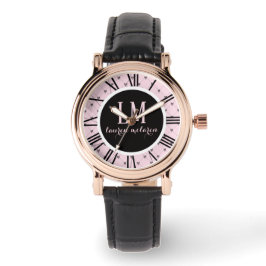 Reloj De Pulsera Personalized Pink & Black Bow