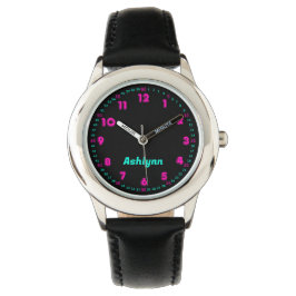 Reloj De Pulsera Personalized Pink & Turquoise Time Teaching Kids