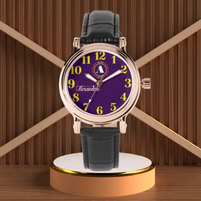 Reloj De Pulsera Personalized Purple Monogram custom name (Subido por el creador)