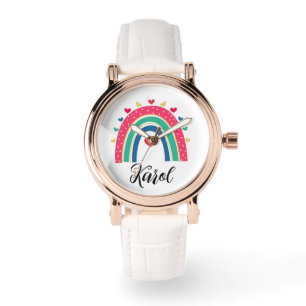 Reloj De Pulsera Personalized rainbow bracelet watch for mom.