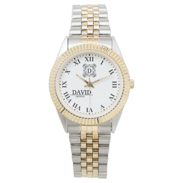 Reloj De Pulsera Personalized  Roman NumeralCustom Engraved Name Ti (Anverso)