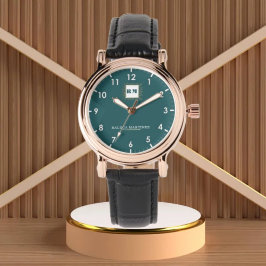 Reloj De Pulsera Personalized Teal Minimal custom name green