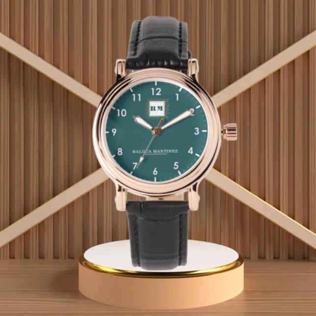 Reloj De Pulsera Personalized Teal Minimal custom name green (Subido por el creador)