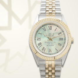 Reloj De Pulsera Personalized Two-Tone Watch ∣ Aqua Marble Gift