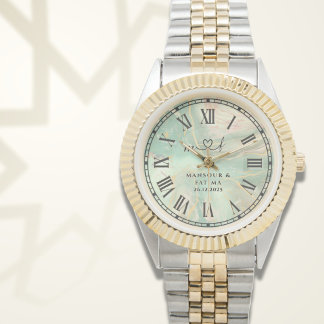 Reloj De Pulsera Personalized Two-Tone Watch ∣ Aqua Marble Gift