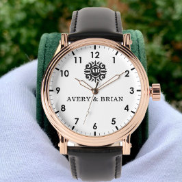 Reloj De Pulsera Personalized white black Custom name monogram