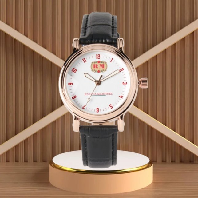 Reloj De Pulsera Personalized White Royal Monogram custom name (Subido por el creador)