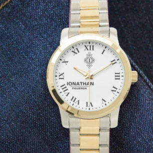 Reloj De Pulsera Person's black and white  Monogrammed Initial 