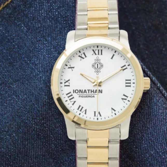 Reloj De Pulsera Person's black and white  Monogrammed Initial  (Subido por el creador)