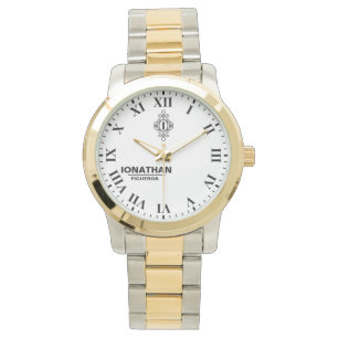 Reloj De Pulsera Person's black and white  Monogrammed Initial 