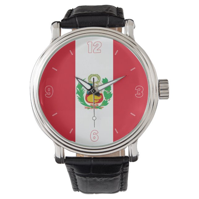 Reloj De Pulsera Perú Bandera Nacional Elegante Patriótico (Anverso)