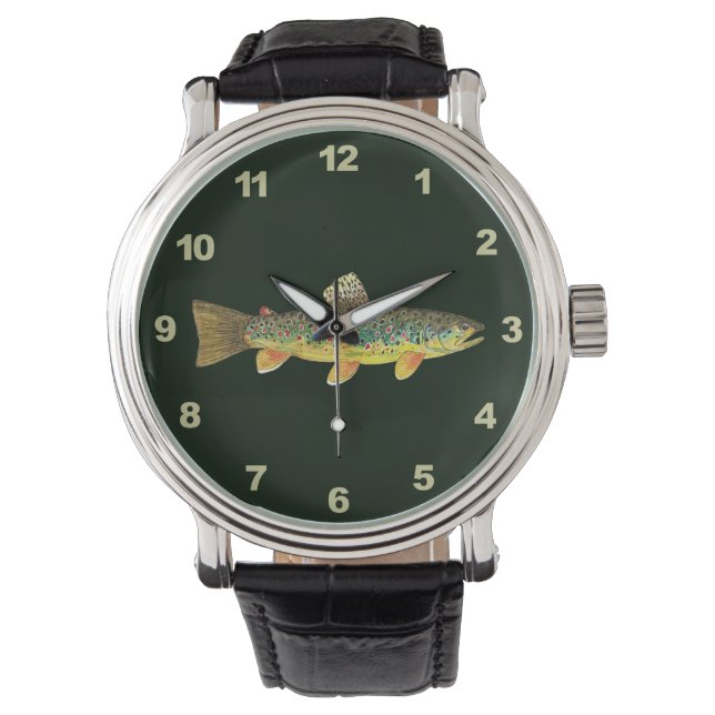 Reloj De Pulsera Pesca de trucha marrón, ictiología (Anverso)